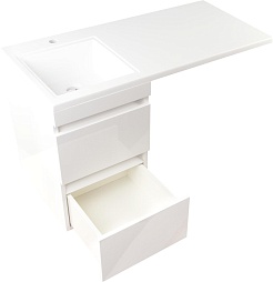 Style Line Тумба с раковиной подвесная Даллас 100 L Люкс, белая PLUS эмаль – фотография-3